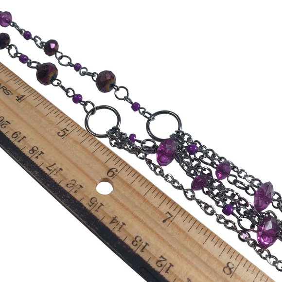 Womens Necklace Jewelry 20 Inch Purple Acrylic Plastic Gem Costume Colorful - Picture 3 of 7